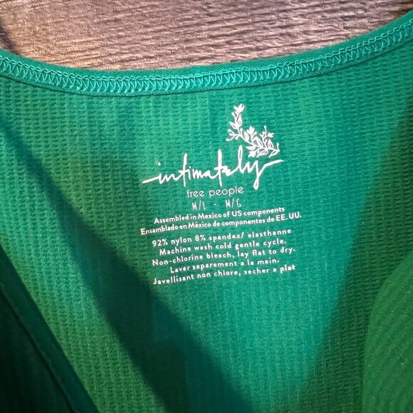 Intimately Free People Green Ribbed Cami Top M Adjustable Summer Stretch Lounge - Picture 3 of 5